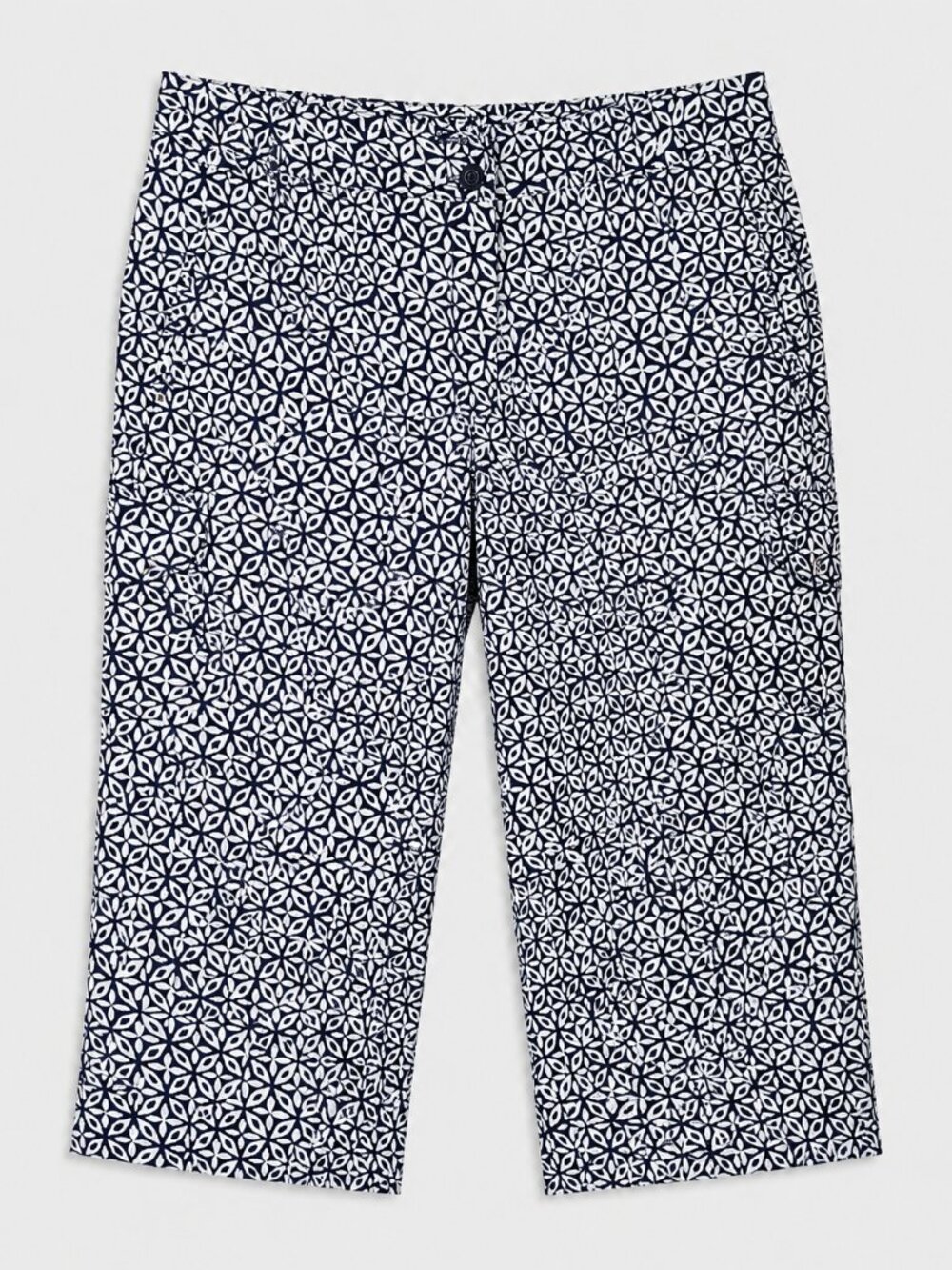 Sigrid Olsen Navy White Geometric Cotton Capri Pants Size 8
